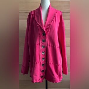 Neon Buddha button-down jacket sweater Size 1X fuchsia pink relax fit waffle